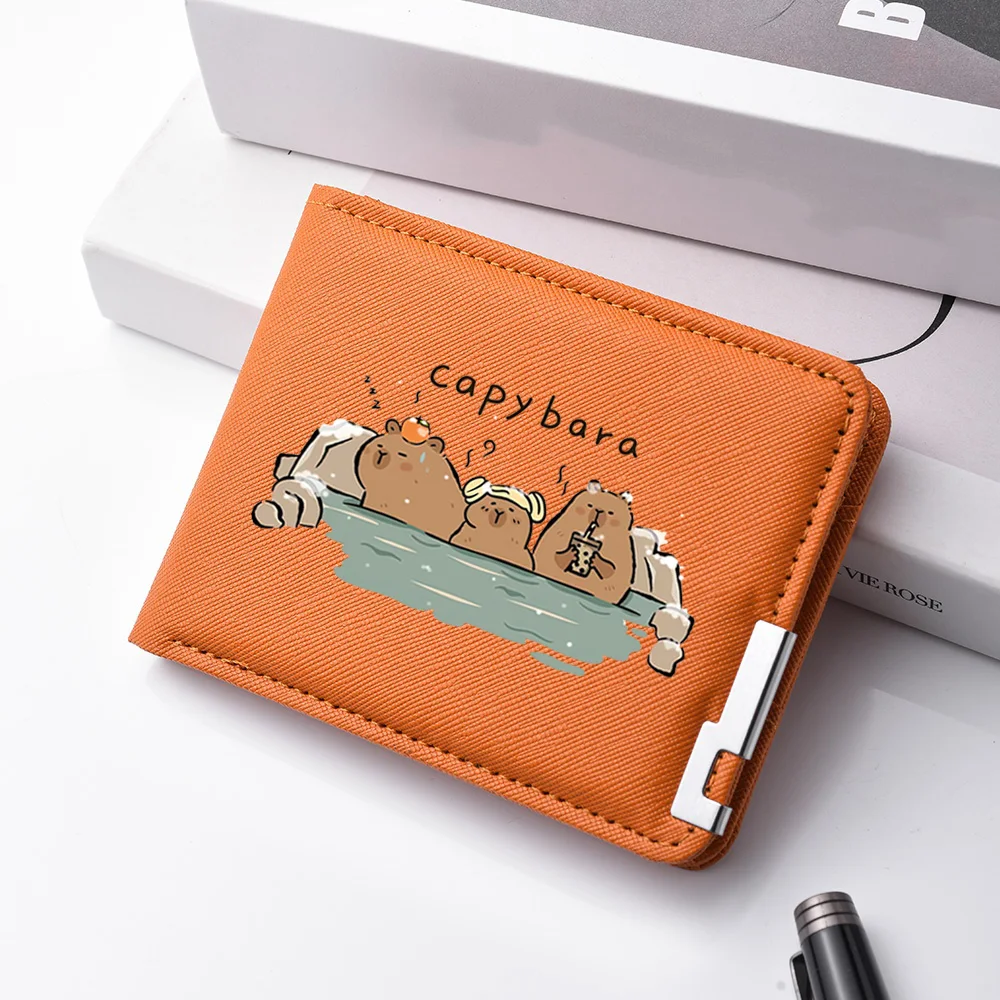 Capybara Herren-Geldbörse, Cartoon-Motiv, niedlich, PU-Leder, doppelt faltbar, tragbar, Anime-Kartenhalter, Herren-Geldbörse – Detail 5