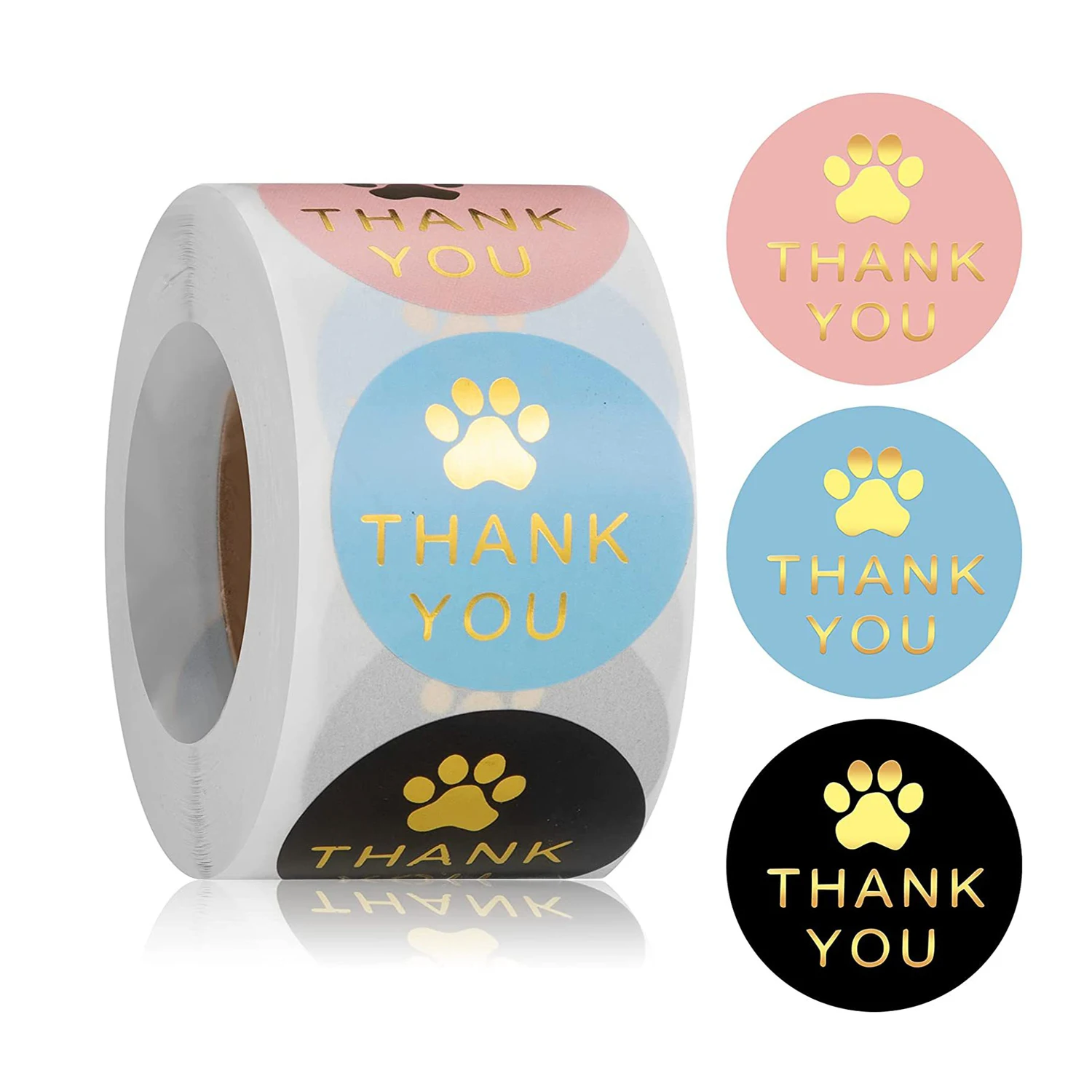 

100-500Pcs Thank You Labels Stickers Round Paw Print Stickers Self-Adhesive Labels Suitable for Gift Box Bags Package Decor