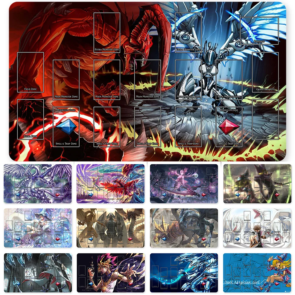 

HOT OCG Playmat Blue-eyes Ultimate Dragon Dark Magician Duel Monsters Playmats Compatible for YuGiOh TCG + Free Bag - ygo (37)