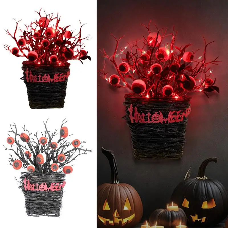 

Halloween Wreath With Light Up Eyeball Merry Christmas Door Wreaths Outdoor Ring Merry Christmas Happy New Year Decorations