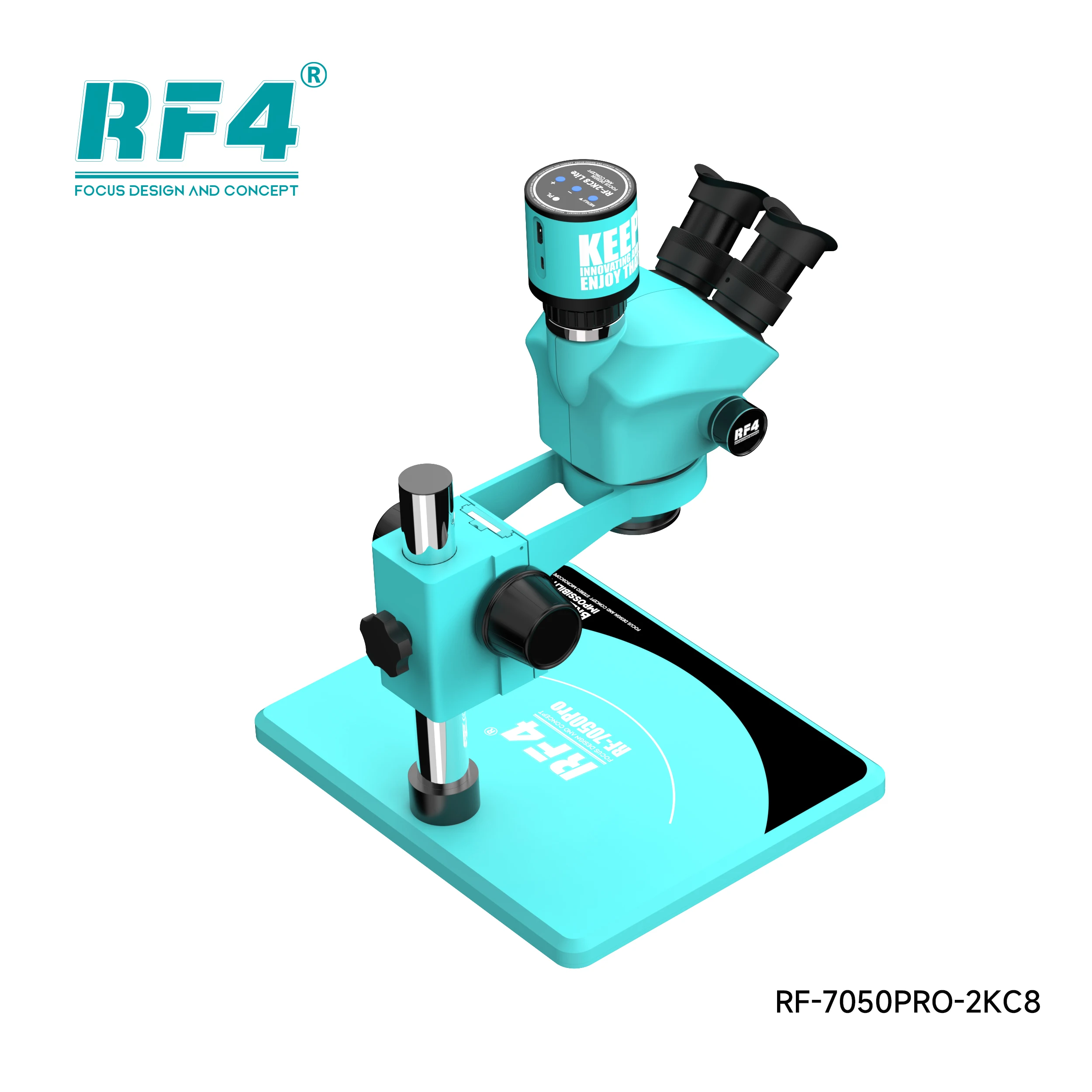 RF4 현미경, 6 기어 정밀 잠금, 7-50X 배율 줌, 3 안 RF-7050PRO-2KC8, 영역 가시화 기능