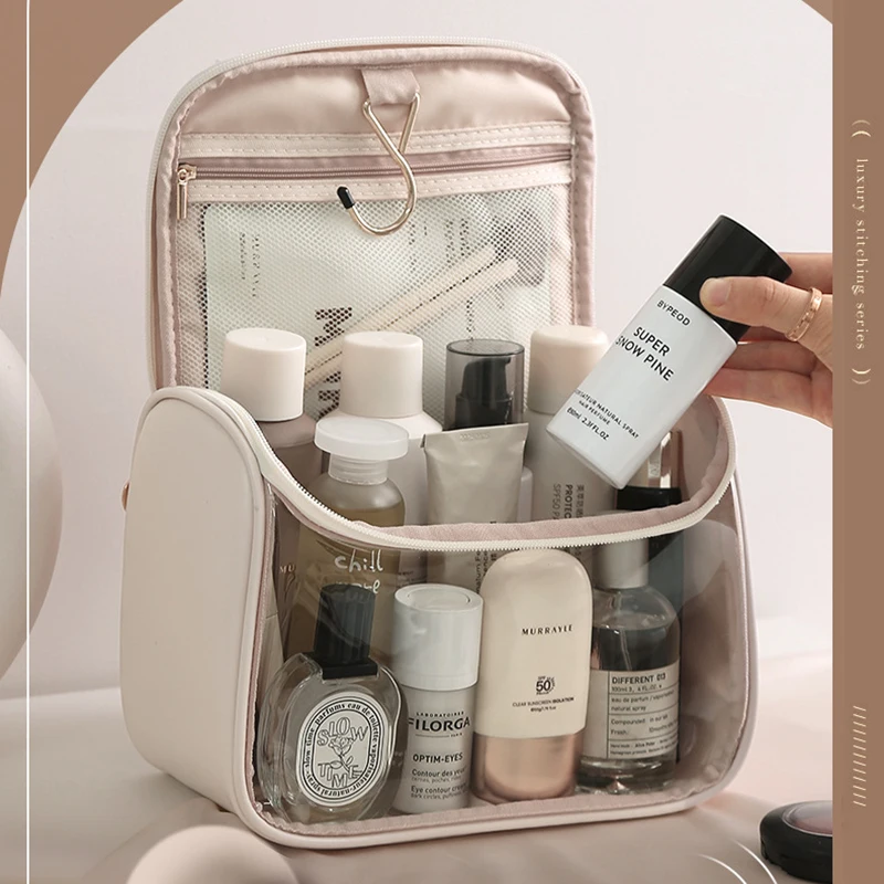 Clear Makeup Bag for Women Hanging Travel Toiletry Cosmetic Large Capacity Waterproof Zipper Organizer 2