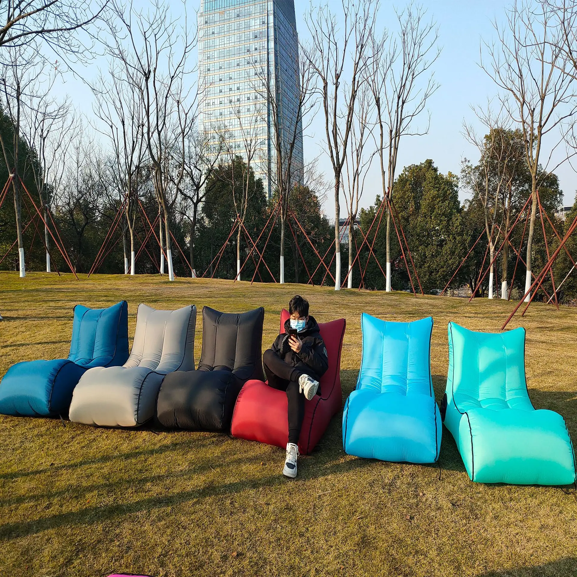 Adult Garden Automatic Inflatable Sofa Single-person Camping Air Mattresses Portable Outdoor Sleeping Bed Comfort Travel Sofa