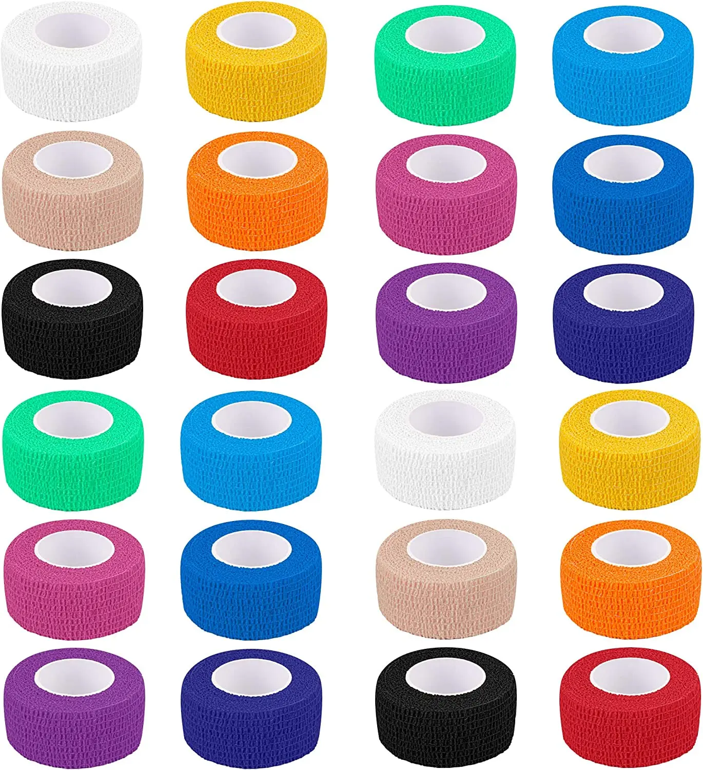 24 Pack Self Adherent Cohesive Wrap Bandages Elastic Athletic Sports Tape First Aid Tape for