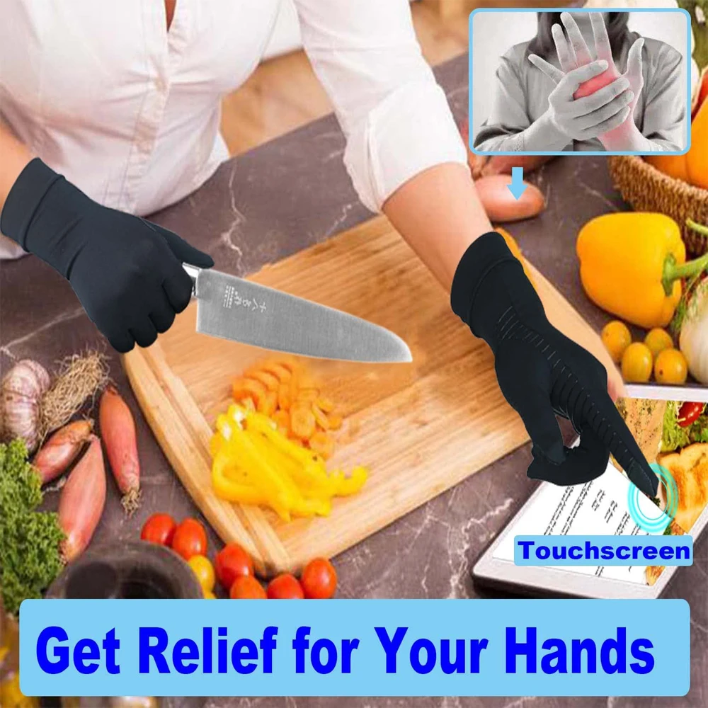 1Pair Full Finger Compression Gloves for Women Men,Copper Arthritis Gloves for Rheumatoid Carpal Tunnel,Hand Pain Relief