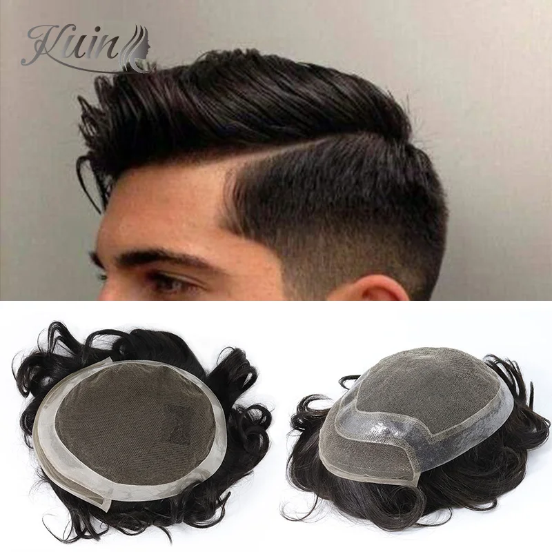 

Men Toupee Lace PU 0.08-0.1 Capillary Prosthesis Man Wig Human Hair Male Wigs Straight Wave Hairpiece Replacement System