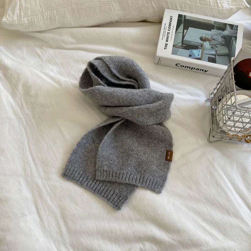 Kid Scarf Korean Style Wool Knitted Children Scarf Autumn and Winter Thickened Warm Baby Solid Color Simple Boy Neck