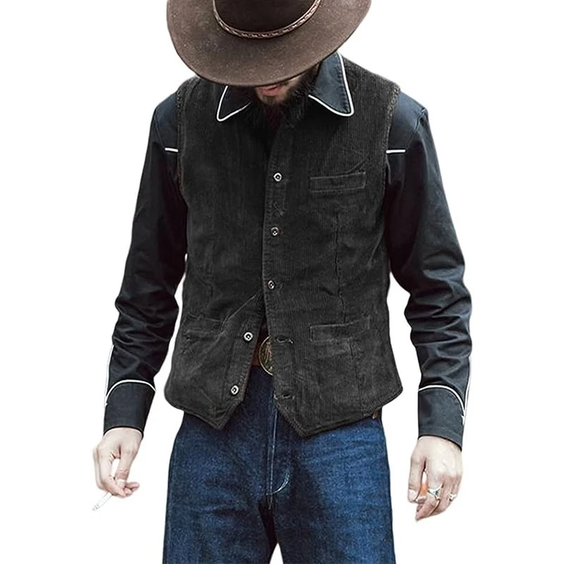 

Винтажный однотонный жилет 2023 с V-образным вырезом, жилеты для фитнеса, уличная одежда, мужские деловые повседневные вельветовые безрукавки, майка