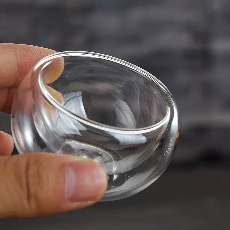 Heat-Resistant Transparent Double Layer Glass Small Kung Fu Tea Cup Set Tasting Cups Heat Insulation Hot Mug Chinese Teacups Tea Cup