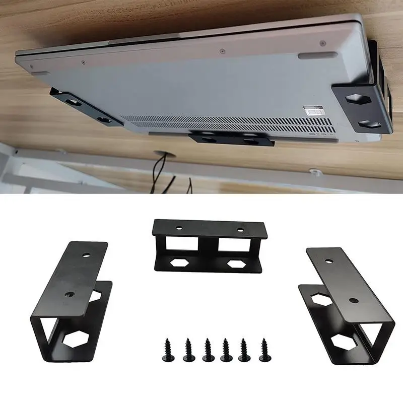

Under Desk Laptop Holder Space Saving Leptop Mounting Bracket With Screw Adjustable Metal Laptop Storage organizer for laptop pc