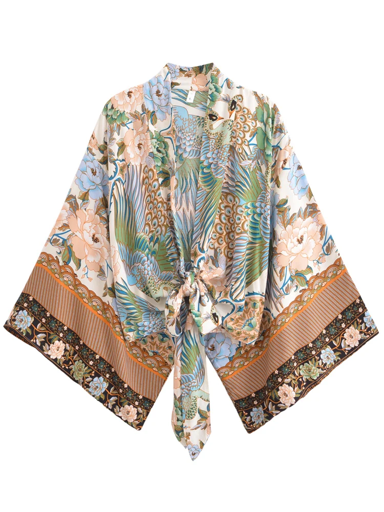 Boho Peacock Kimono Cover-Up 17