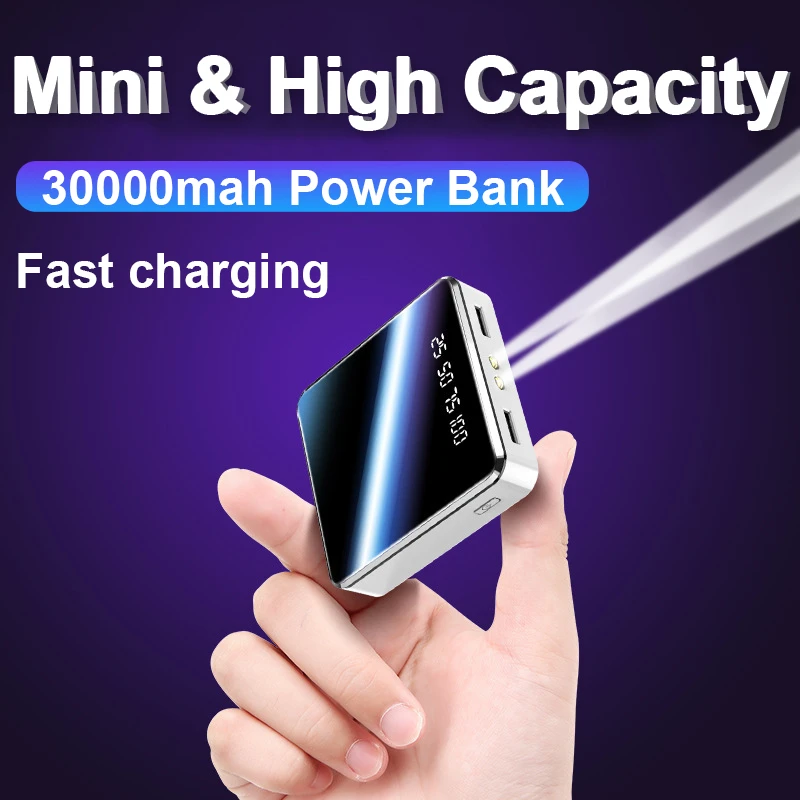 Fast Charging Power Bank 30000mah Mini Portable Digital Display Mobile Phone External Battery with LED Lamp for iPhone Xiaomi best portable charger for iphone Power Bank