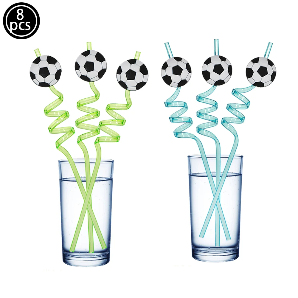 Futebol Copos Palhas com Tampa, Futebol Forma Copos, Favores Festa de Aniversário, Decoração Suprimentos para Crianças Meninos, 10Pcs