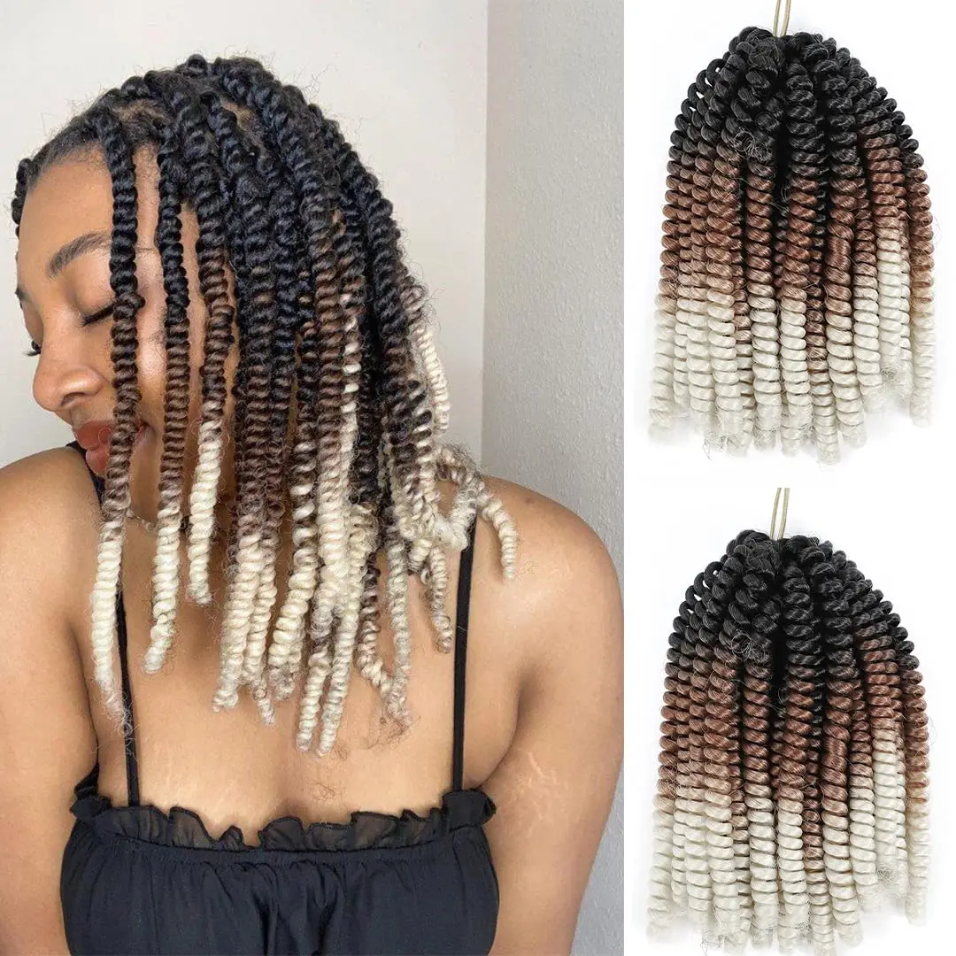 Synthetic Spring Twist Crochet Hair Extensions For Womne Jamaican Bounce Braiding Hair Pre Stretched Passion Twist Braids