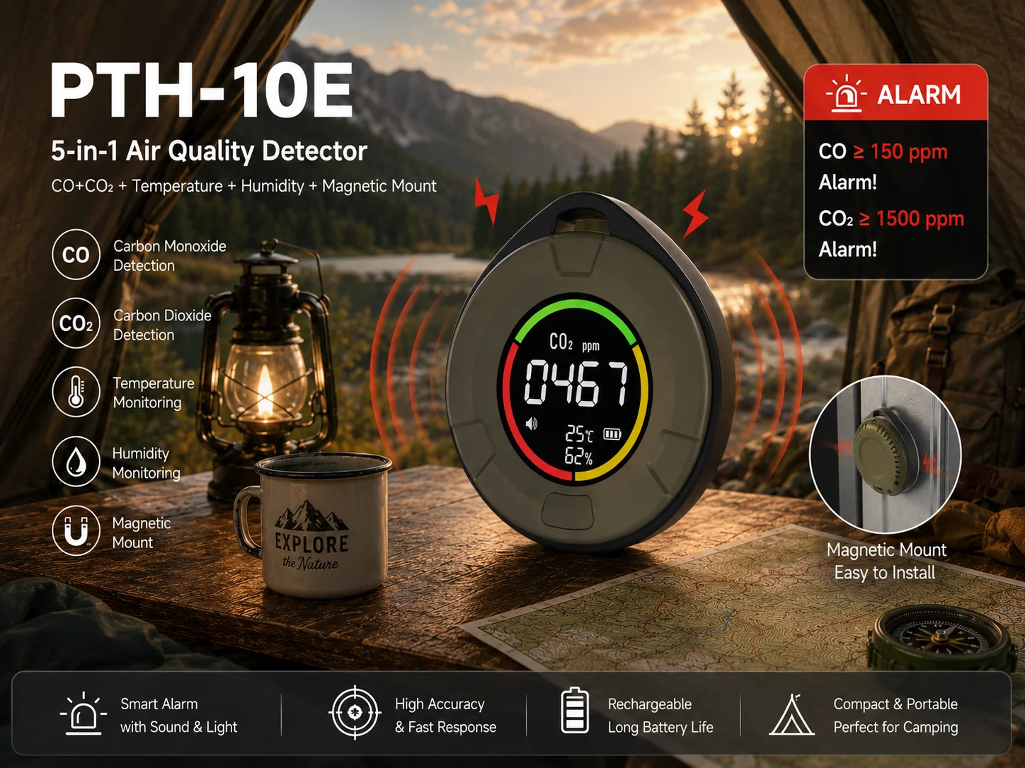 FABISENSE 10E 5 in 1 Portable Carbon Monoxide CO Detector thumbnail 4