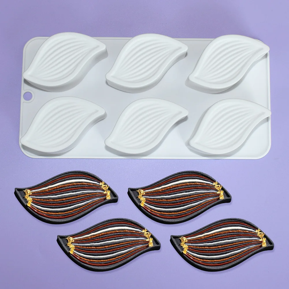 6 Cavity Leaf Cake Molds DIY Party Dessert Jelly Pudding Making Tools Choclate Mousse Cake Mould Kitchen Pastry Baking Supplies