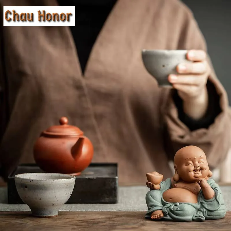Ceramic Maitreya Buddha Statue Maitreya Buddha Tea Pet Teahouse Ornaments Ceramic Home Decor Sculpture Tea Ceremony Accessories
