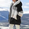Winter Fashion Women's Coat 2024 Hooded Zipper Ladies Jacket Spliced Thick Cashmere Women Jacket Stitching Plaid Ladies Coats 1