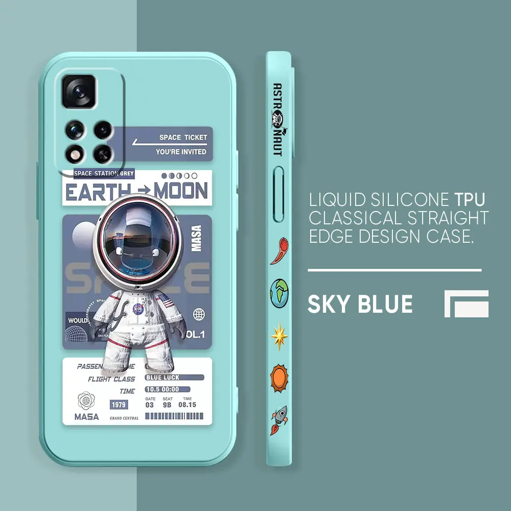 thumbnail image 1 of Case For Redmi Note 12 11 11T 11R 11E 10 9 8 7 7S PRO PLUS 4G 5G Simple Liquid silicone Case Funny Astronaut Spacewalk, 1 of 5