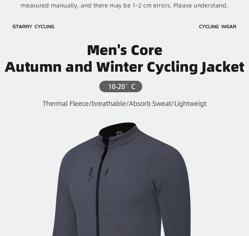 YKYWBIKE Herren 10-20 ° C Fahrradjacke, wasserdicht, winddicht, Fahrrad-Windjacke, Wärme, Fleece, Rennradjacke, Fahrradbekleidung – Detail 4