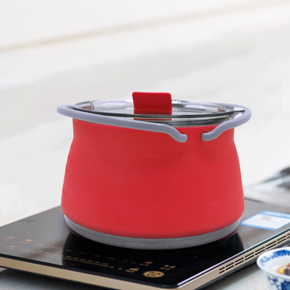 Portable Folding Boiling Water Pot with Handle for Camping Travel Self-Driving Silicone Kettle Space Saving Drinkware 3