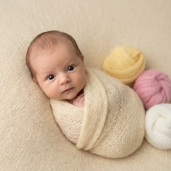 Accessori per Fotografia Neonati, Coperta in Mohair Morbida e Elastica per Servizi Fotografici in Studio