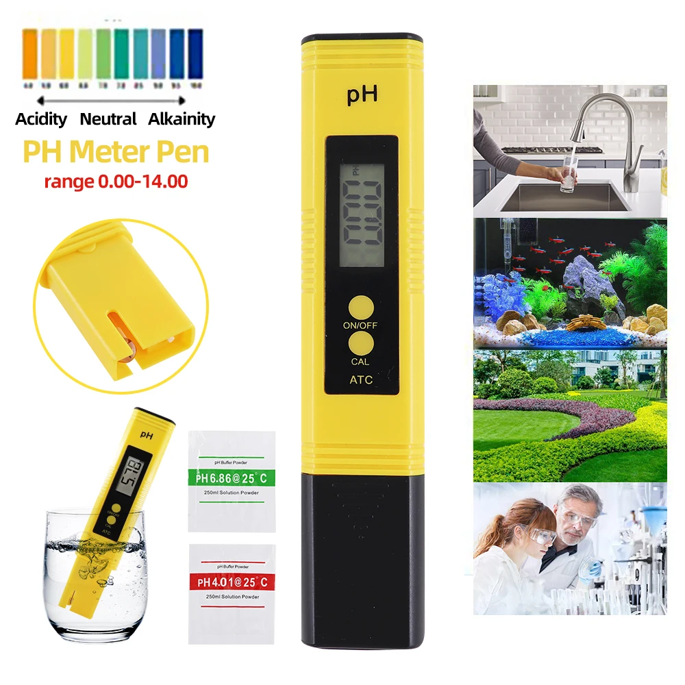 Water Quality Detector Water Tester PH Meter PH Meter 0.01 High Precision for Water Quality Tester with 0-14 Measurement Range Suitable Aquarium Swimming Pool