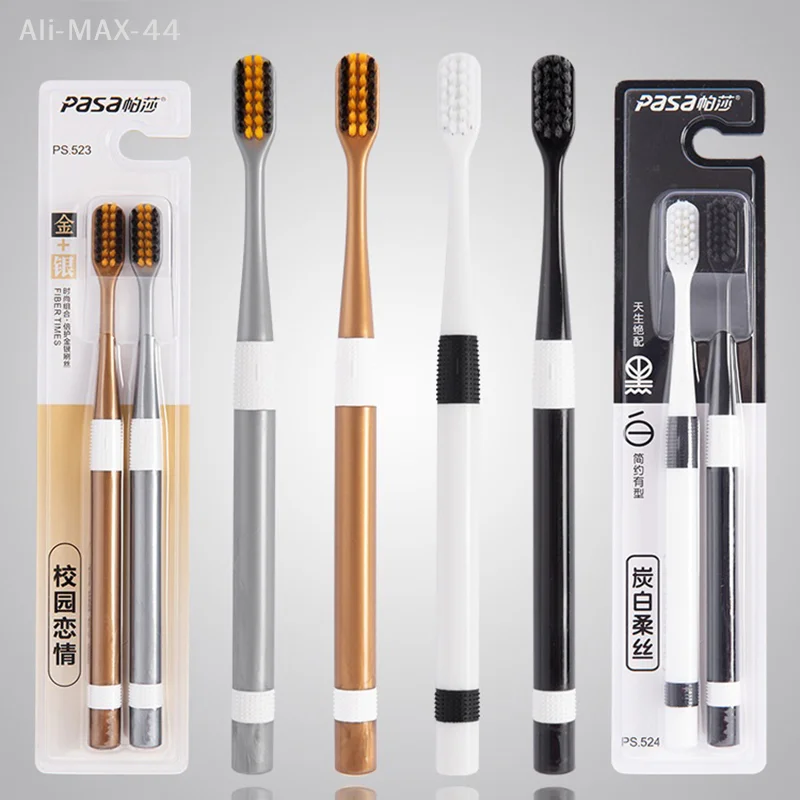 Bamboo Charcoal Toothbrush Set with Ultra-Fine Bristles - Gentle Cleaning