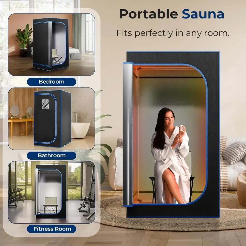 Compact Portable Steam Sauna Tent 1600W Steamer 9 Heat Levels Remote Control Chair Spa 4