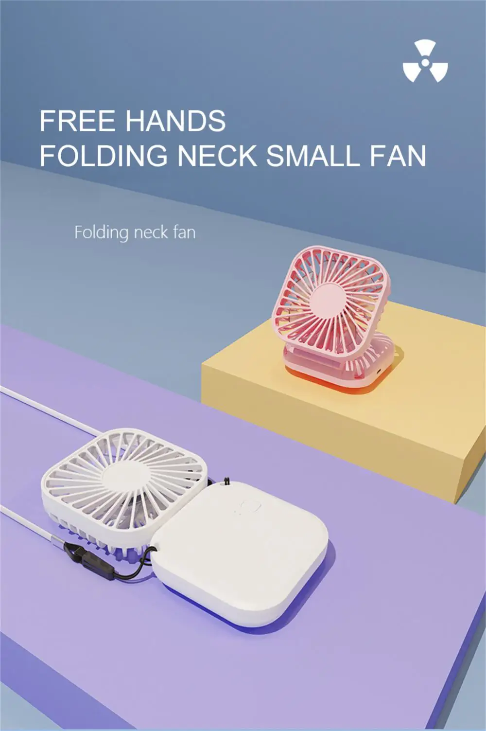Description Picture 3 of itemHandheld Electric Mini Fan Strap Type Portable Air Conditioners Folding Camping Mirror USB Rechargeable Small Fan Desktop