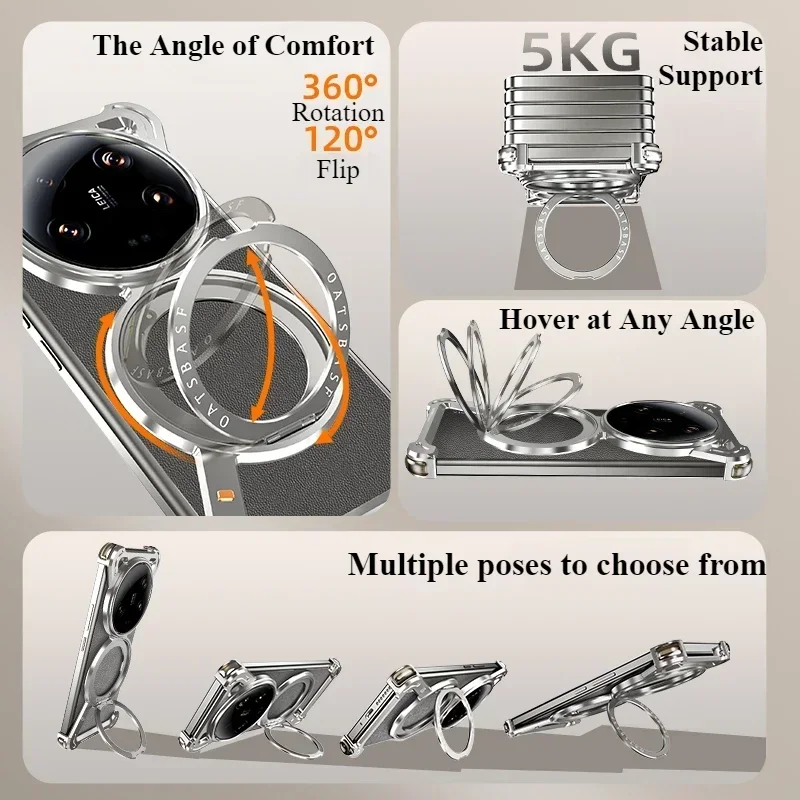 Eary Metal Phone Case for Huawei Mate60Pro+ with Magsafe Magnetic Kickstand Frameless Shockproof Wireless Charging Mate60 Cover