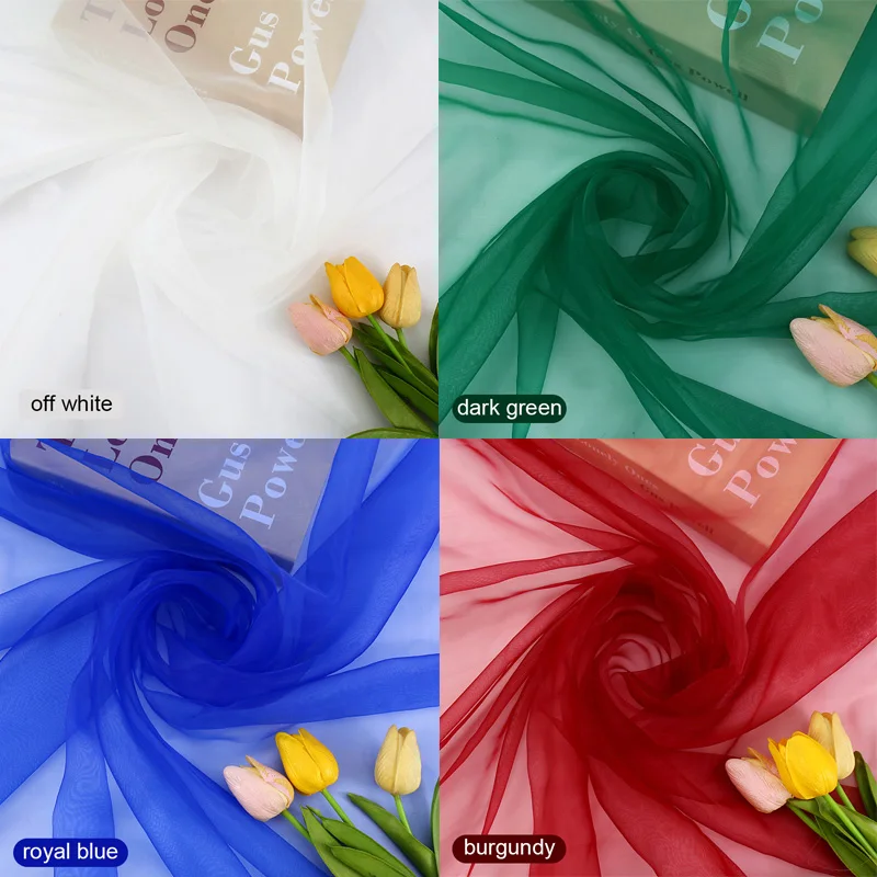 5 메터/몫 부드러운 모기장 거즈 Organza 패브릭 솔리드 컬러 커튼 메쉬 지상 Tulle 롤 웨딩 장식