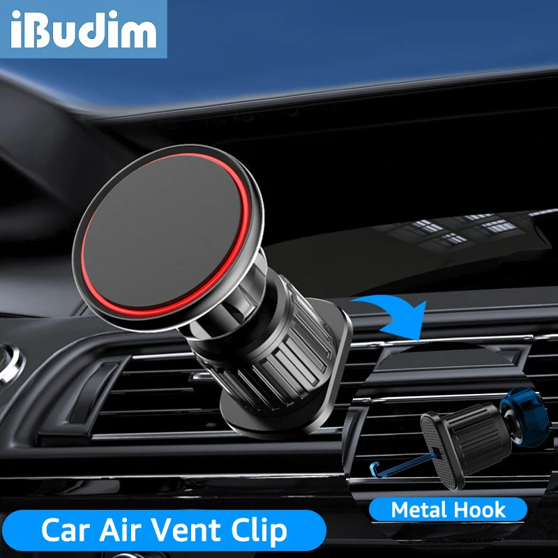 

iBudim Car Magnet Mobile Phone Holder For iPhone 13 12 Pro Magnetic Car Air Vent Clip Phone Mount GPS Brackets for Xiaomi Huawei