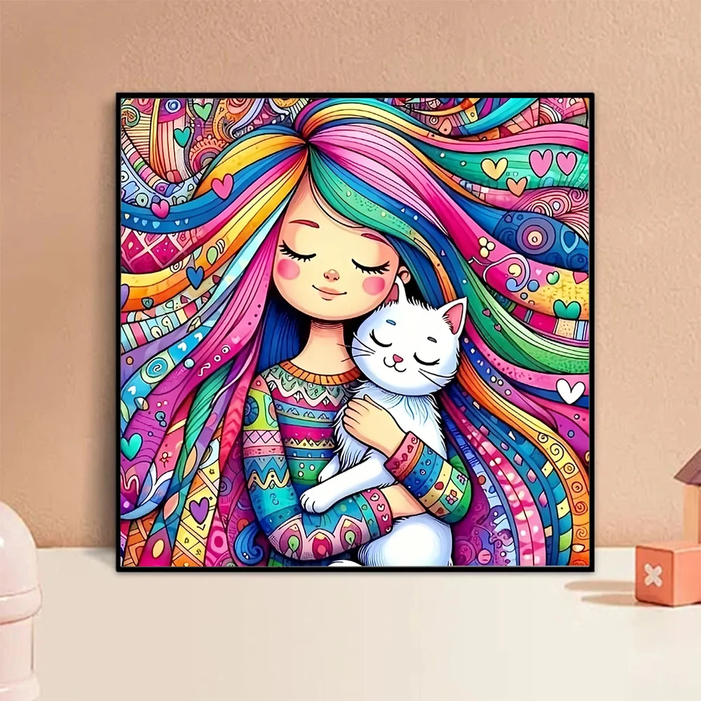 Diamond Painting Fille Chat