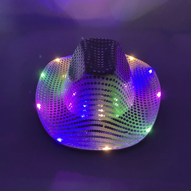 Drahtloser LED-Western-Cowboyhut, leuchtender Cowboyhut, Disco-Braut, rosa Cowgirl-Hut, Konzert, Nachtclub, Hochzeit, Kostüme, Zubehör – Detail 29