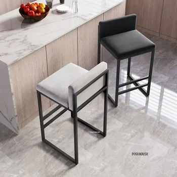 hMinimalismo Sgabelli da bar Cucina Sedie moderne Reception Morbido nordico Sgabello da bar singolo in velluto Soggiorno Mobili per interni l
