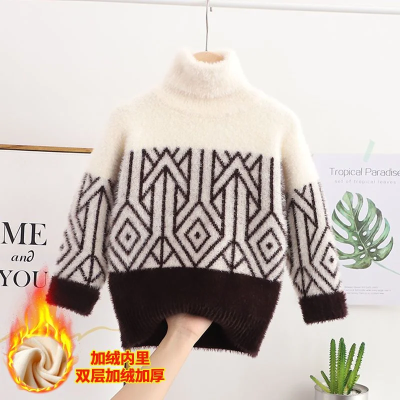

Boys Sweater Wool Coat Kids Tops Knitting 2024 Dazzling Spring Autumn Plus Thicken Cottons Pullover Formal Sport Children's Clot