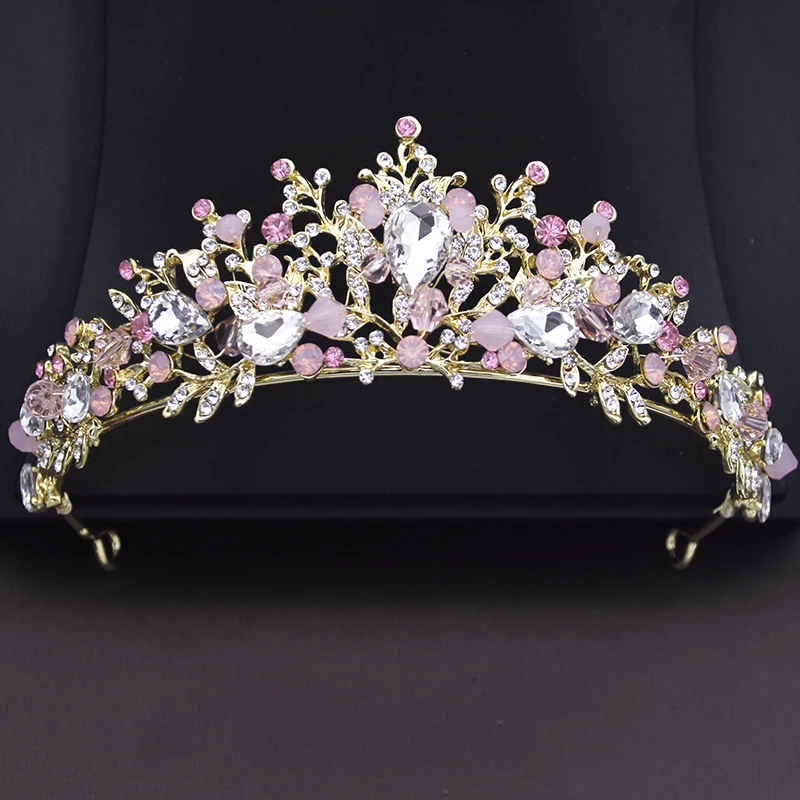 Pink Crown Bride Jewelry Sets Princess Wedding Tiaras Flower  display picture 1