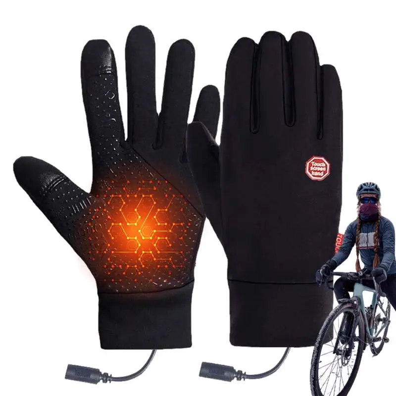

Heated Gloves With Touchscreen Fingers 1 Pair Windproof Fleece Gloves Palm Protection Cycling Accessories For Men And Women Wear