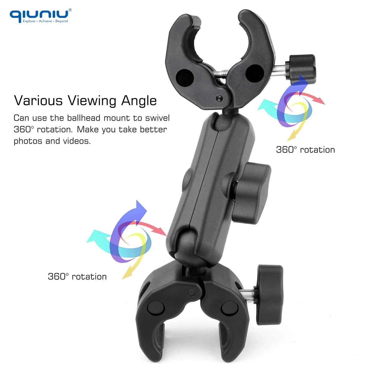 Super Morsetto Doppia Fotocamera Morsetto Granchio Pinza Clip Staffa di Montaggio Braccio Monitor Doppia Testa a Sfera per GoPro Insta360 DJI Action Camera - immagine 5