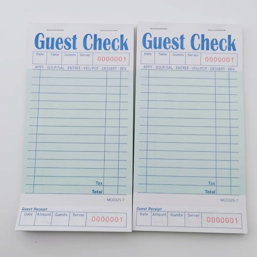 Premium Guest Check Notepads for Servers - 50 Sheets Each (2/6 Pack Options)
