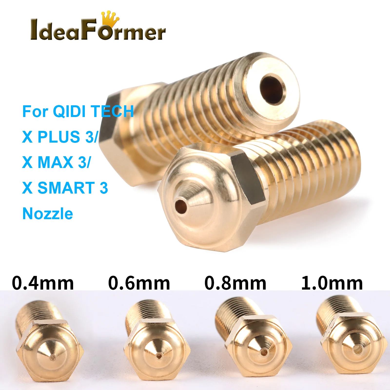 

IdeaFormer For Qidi X-max 3/ X-plus 3 Nozzles Brass 0.4mm 0.6mm 0.8mm 1.0mm Nozzles For X Max3 Plus3 3D Printer Accessories