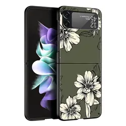 Elegant Black Floral Folding Phone Case - Durable Hard Shell for Samsung Galaxy Z Flip Series (A1)