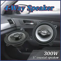 Two 5-inch 300W dual-channel car HIFI coaxial speakers, full-range stereo sound, 4.0 surround sound, 36V safe voltage. 6