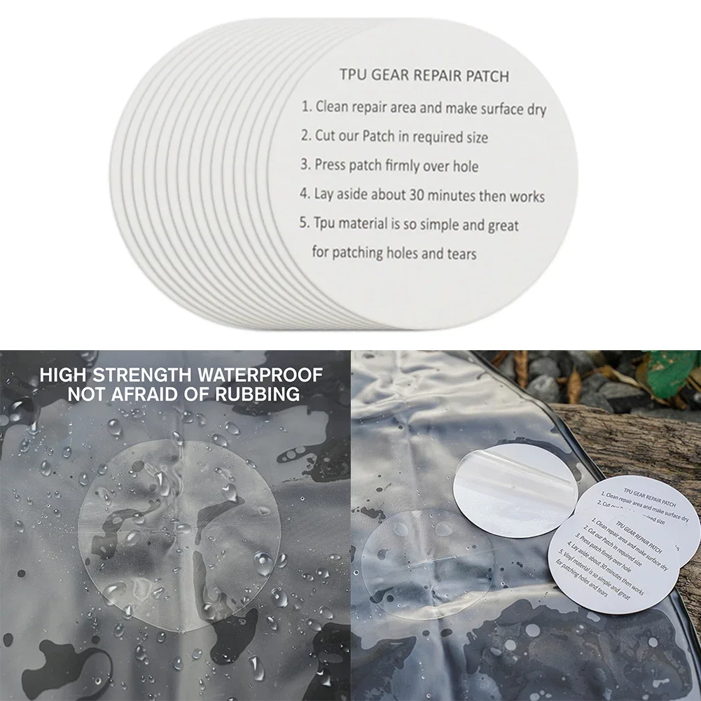 1-15Pcs Outdoor Tool Waterproof TPU Sticker Transparent Repair Tape for Inflatable Product Raincoat Tent Swim Rings Repair Patch