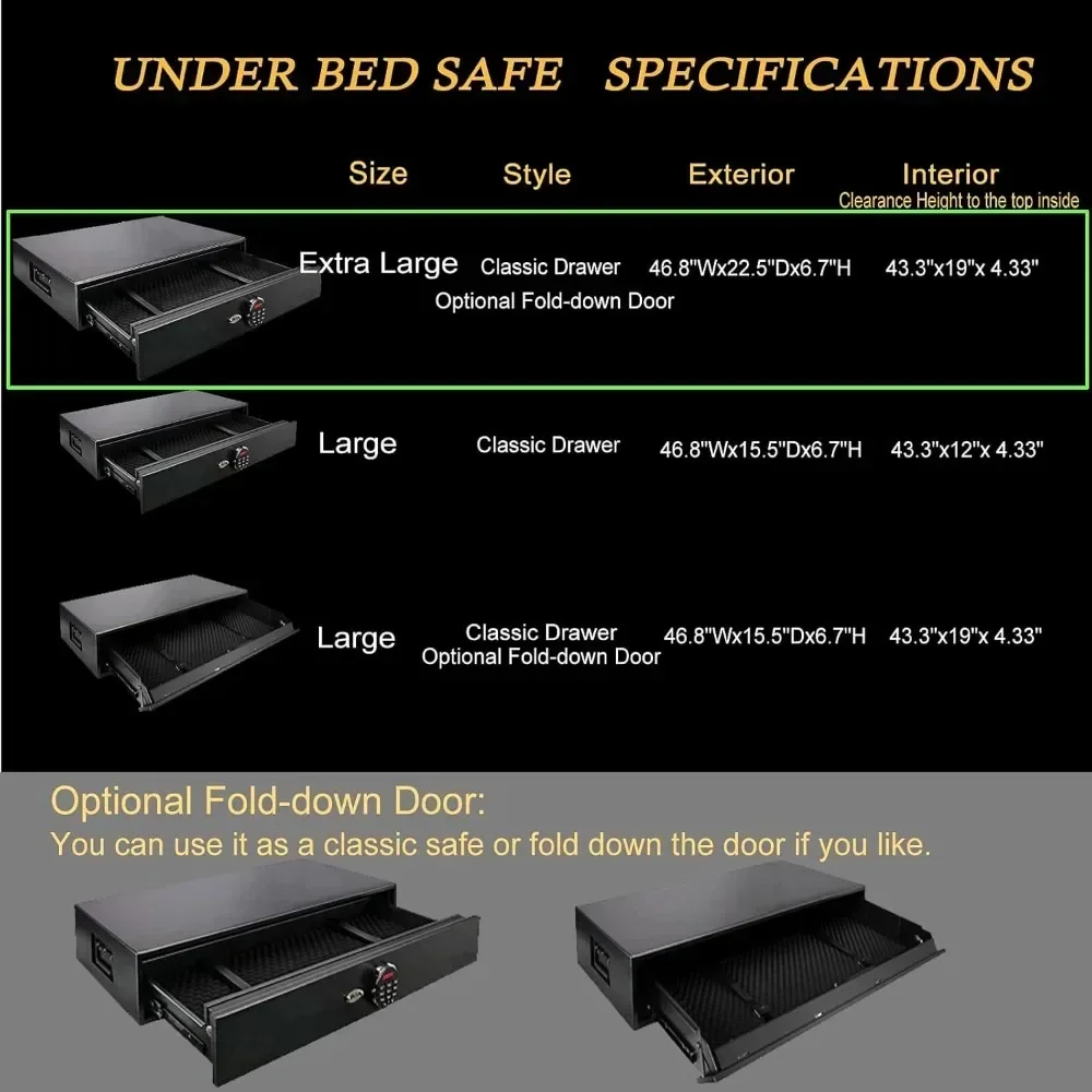 Heavy Duty Under Bed Safe, Quick Firearm Storage Safe, AR Rifle Ammunition Pistol Accessories for Household and Vehicle Use 4