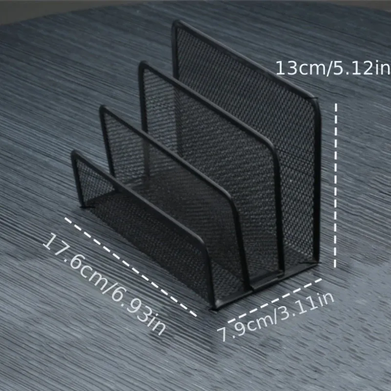 Desktop Office Storage Grid Metal Three-layer Business Card File