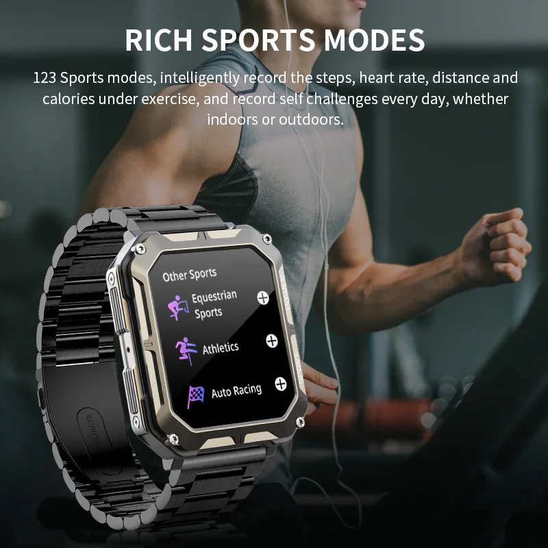 LIGE ο Ʈ ġ  ȭ 1.83 ġ IP68  ƮϽ ð ߿  Smartwatch 380mAh  ͸
