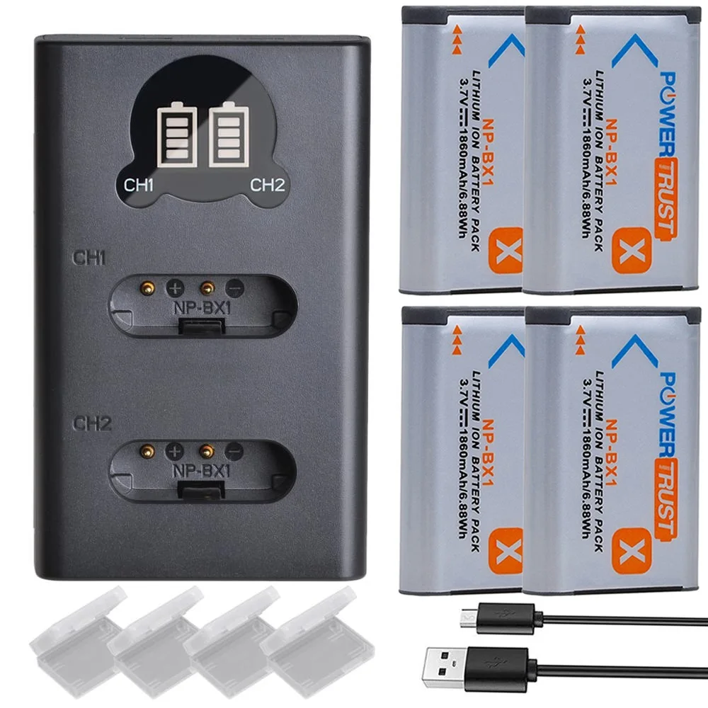 Np-Bx1 Batteria/Caricabatterie Per Sony M8/ Acc-Trbx,Cyber-Shot Dsc-Hx80,Hx90V,Hx350,Rx1R Ii,Rx100 (Iii/Iv/Va/Vi/Vii),Hdr-As50,Zv-1 Ecc