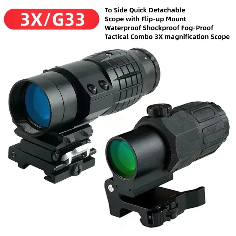 

Tactical 3X G33 Sight Folding Magnification Scope with Switch ToSide Quick Detachable HD Optics Combo Rifle Scope for Hunting